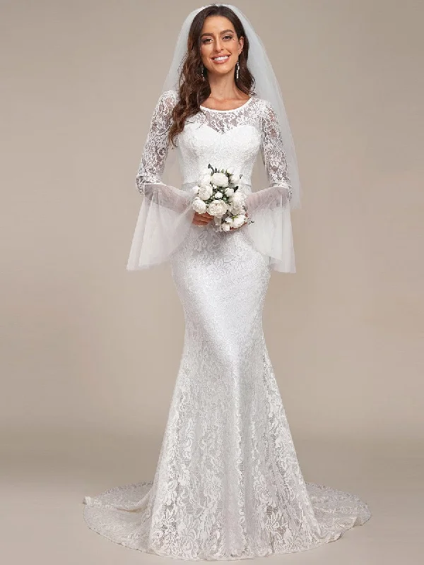Offer Ending Soon Sweetheart Long Bell Sleeve Mermaid Wedding Dress