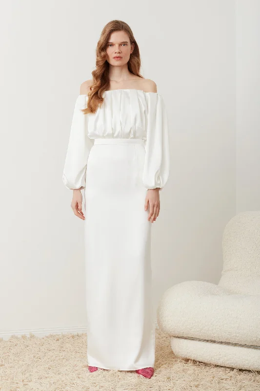 Mega Discounts ALICE white off shoulder wedding dress