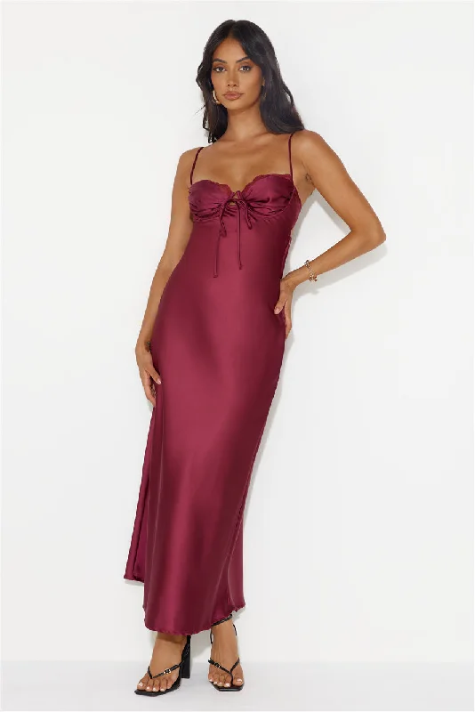 Sale of the Year Winery Wedding Satin Maxi Dress Wine