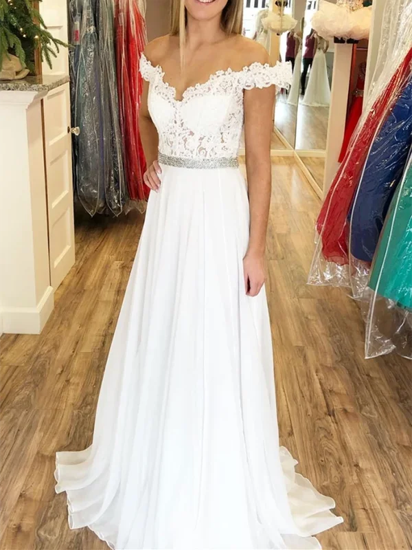 Weekend Shop Now A Line Off Shoulder White Lace Chiffon Long Prom Dresses, Off The Shoulder White Lace Wedding Dresses, Lace Formal Evening Dresses Weekend Shop Now A Line Off Shoulder White Lace Chiffon Long Prom Dresses, Off The Shoulder White Lace Wedding Dresses, Lace Formal Evening Dresses