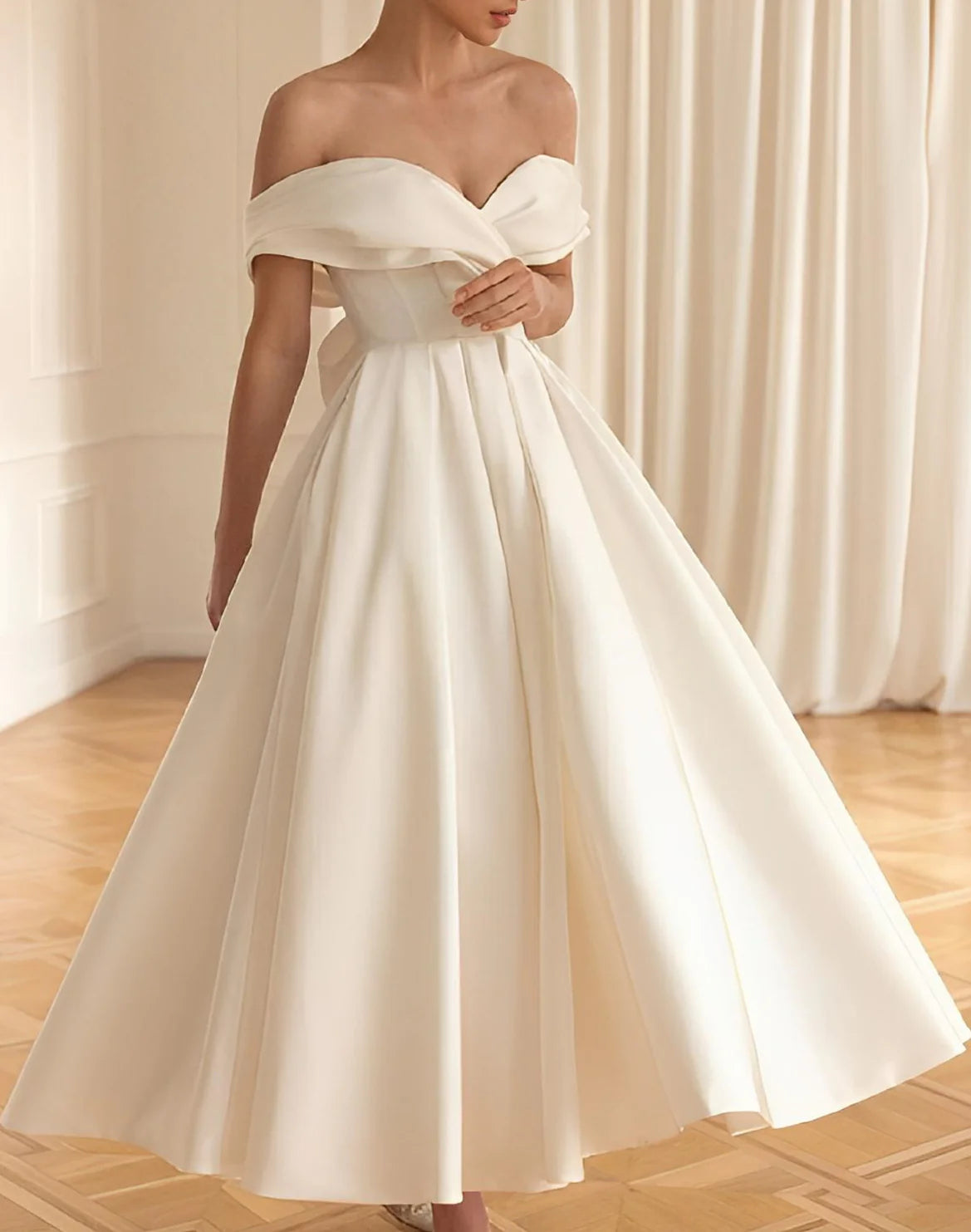 Weekend Shopping Deals A-line/Princess Off Shoulder and Ankle Wedding Dress
