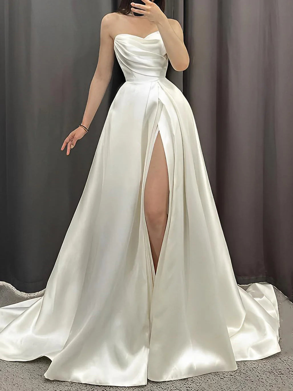Limited-Time Discount A-line/Princess side slit strapless wedding dress