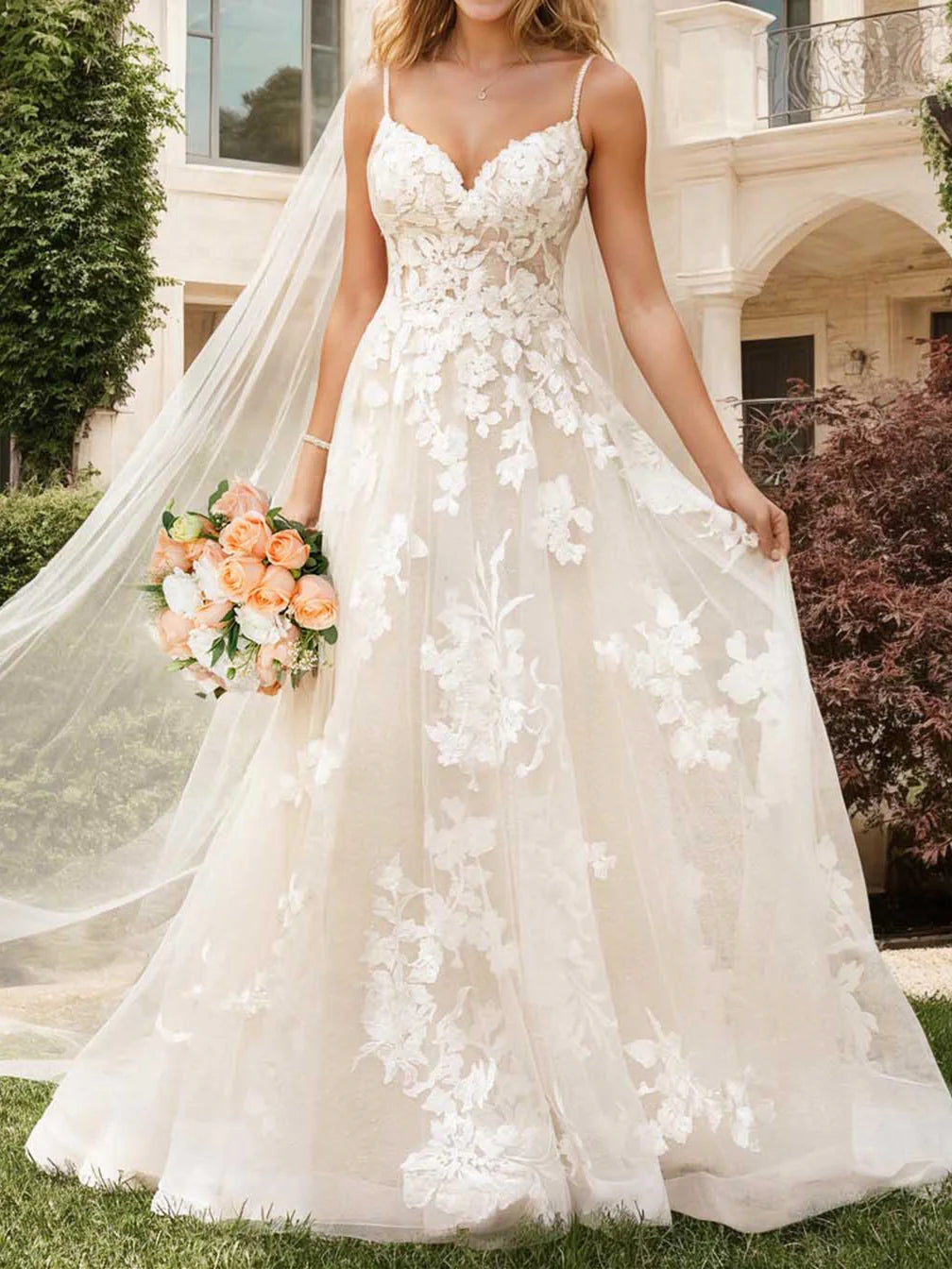 Weekend Flash Offers A-line/Princess V-neck and floor wedding dress