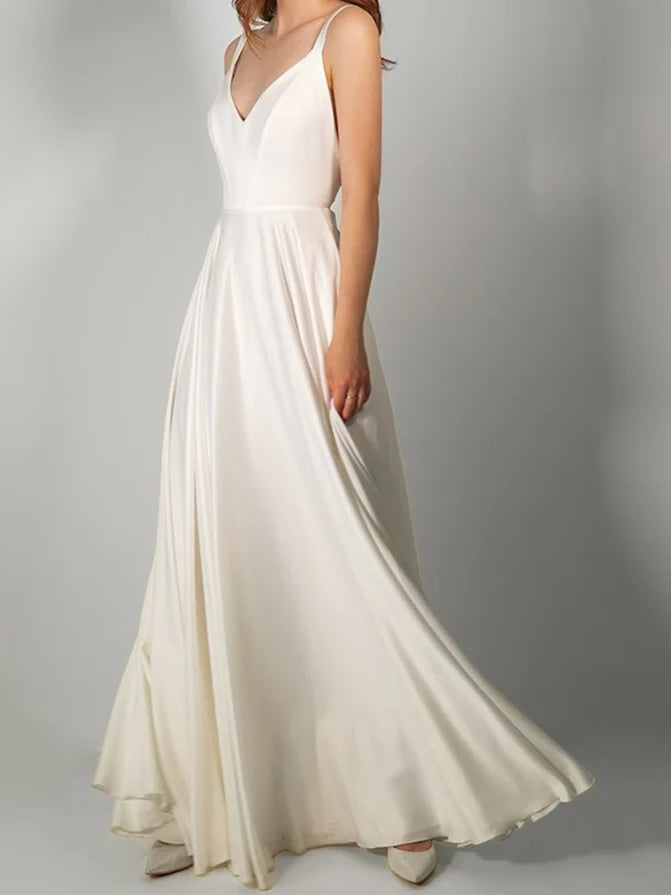 The Big Clearance A-line/Princess V-neck bow with slit and ground length wedding dress The Big Clearance A-line/Princess V-neck bow with slit and ground length wedding dress