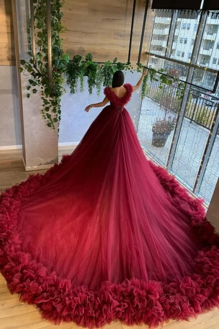 Seasonal Sale A line red wedding dress | Order cheap wedding dresses,DS4610