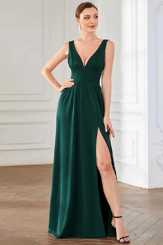 Weekend Flash Deals A-Line Sweep-Brush Train Acetate Satin Bridesmaid Dress CB0658