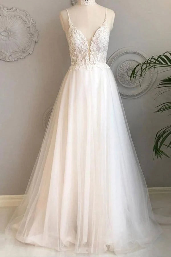 Best Price Ever A-line thin shoulder strap beach wedding dress lace and floor length wedding dress Best Price Ever A-line thin shoulder strap beach wedding dress lace and floor length wedding dress