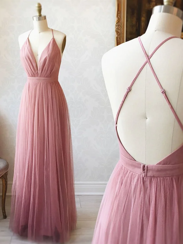 Super Price Slash A Line V Neck Pink Backless Prom Dresses, V Neck Pink Backless Formal Evening Bridesmaid Dresses Super Price Slash A Line V Neck Pink Backless Prom Dresses, V Neck Pink Backless Formal Evening Bridesmaid Dresses