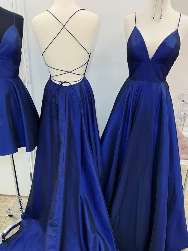Limited-Time Flash Deal A Line V Neck Royal Blue Backless Prom Dresses, Royal Blue Backless Formal Evening Bridesmaid Dresses Limited-Time Flash Deal A Line V Neck Royal Blue Backless Prom Dresses, Royal Blue Backless Formal Evening Bridesmaid Dresses