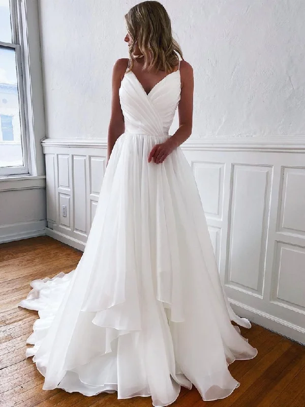Weekend Mega Deals A Line V Neck White Wedding Dresses, V Neck White Prom Formal Dresses,DS1479 Weekend Mega Deals A Line V Neck White Wedding Dresses, V Neck White Prom Formal Dresses,DS1479