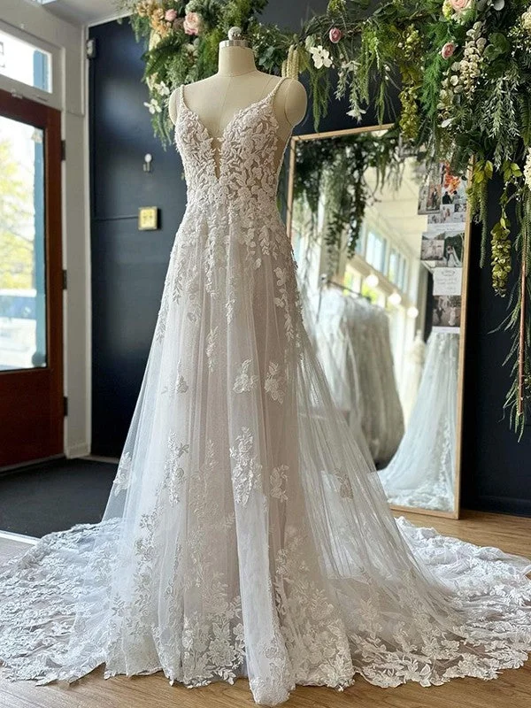 Big Offers A-linePrincess Lace Applique V-neck Sleeveless and Floor Length Wedding Dress Big Offers A-linePrincess Lace Applique V-neck Sleeveless and Floor Length Wedding Dress