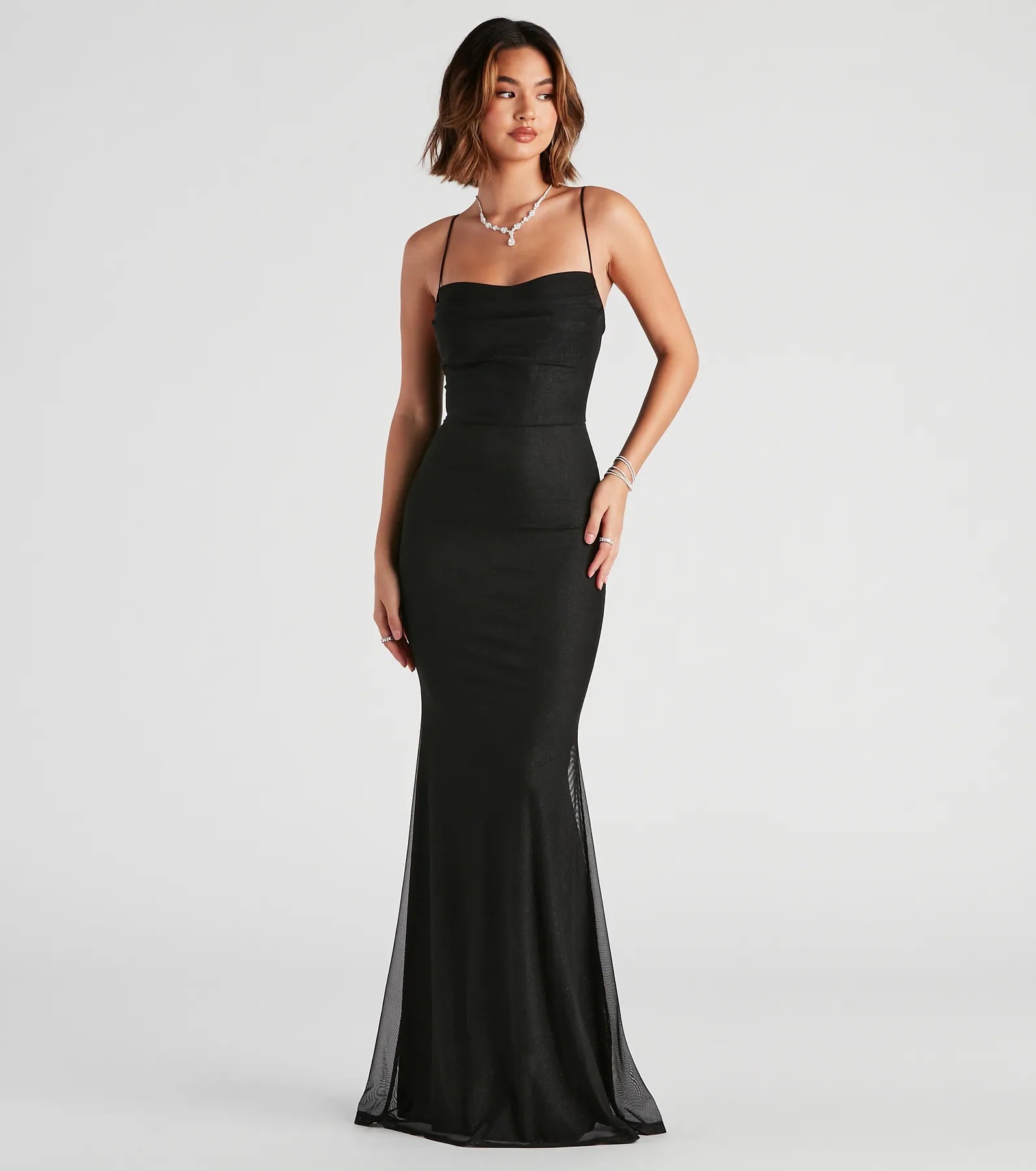 Flash Price Drops Addison Glitter Mesh Formal Dress