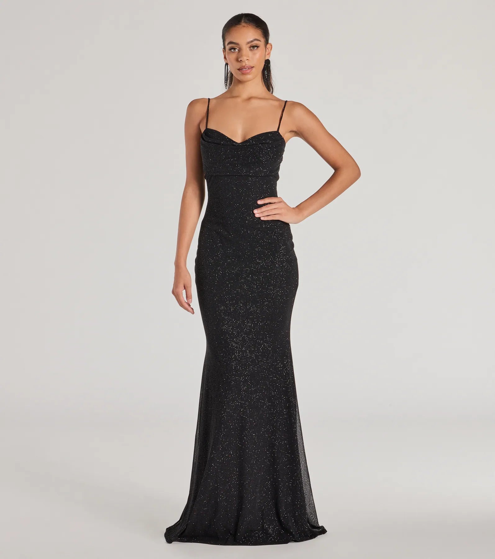 Price Slash Aileen Sleeveless Glitter Mesh Mermaid Dress