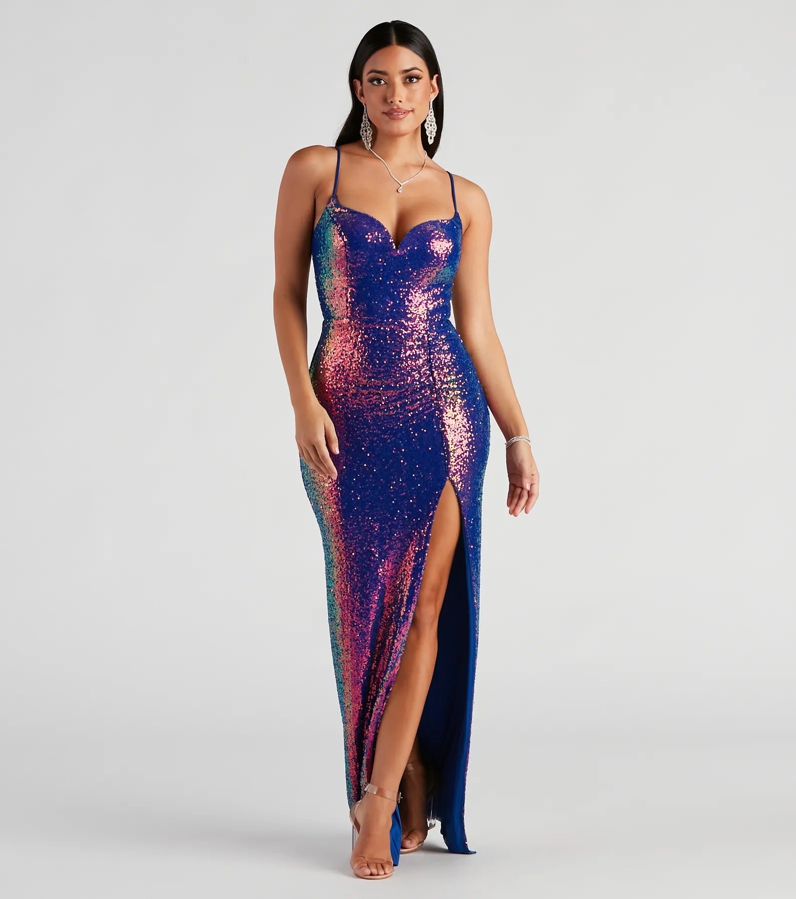 Weekend Super Sale Frenzy Aisha Formal Iridescent Sequin Dress