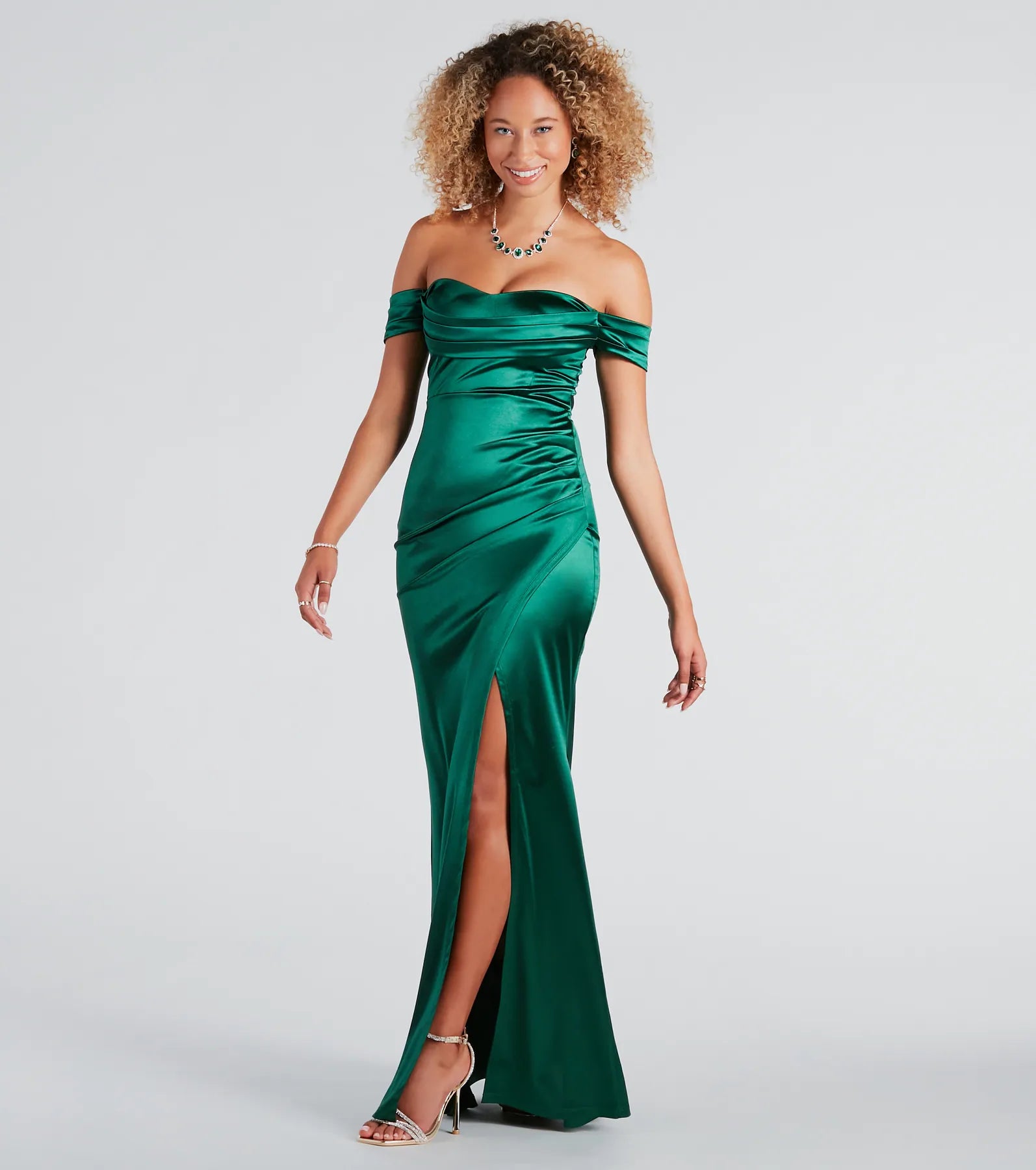 Shop & Save More Albi Formal Satin Pleated Mermaid Long Dress