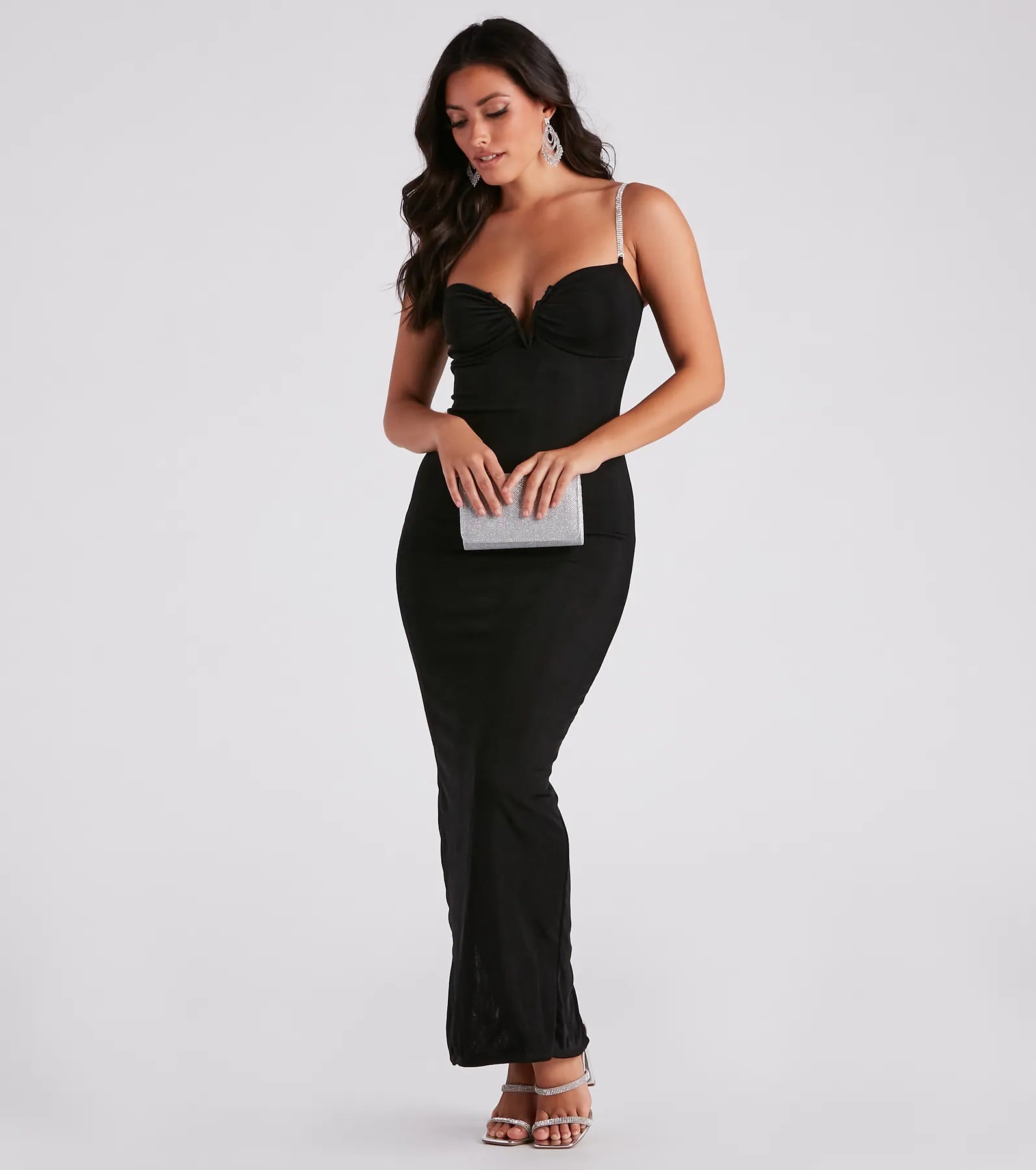 Offer of the Day Arielle Rhinestone Strap Formal Dress