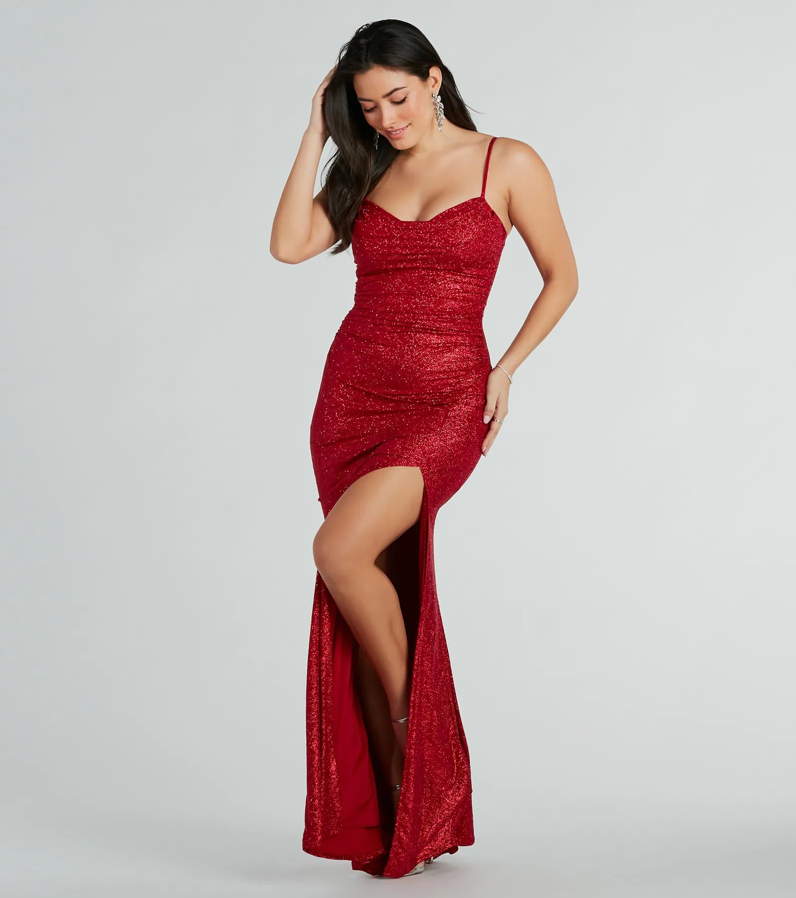 Big Discount Event Ashelyn Cowl Neck Glitter Mermaid Formal Dress