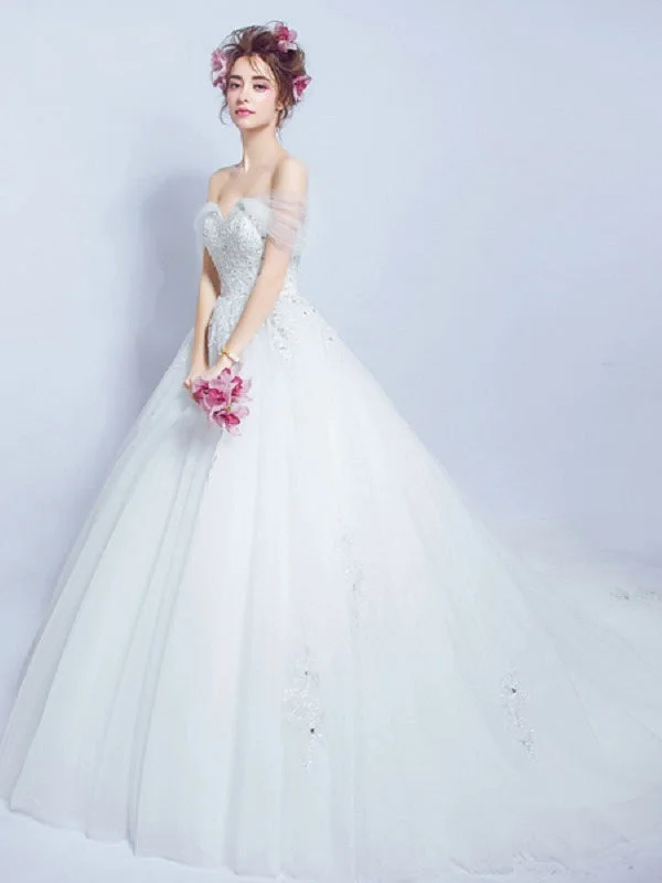 Special Shopping Event Ball Gown Wedding Dresses Off-the-shoulder Appliques Sexy Bridal Gown JKS253 Special Shopping Event Ball Gown Wedding Dresses Off-the-shoulder Appliques Sexy Bridal Gown JKS253