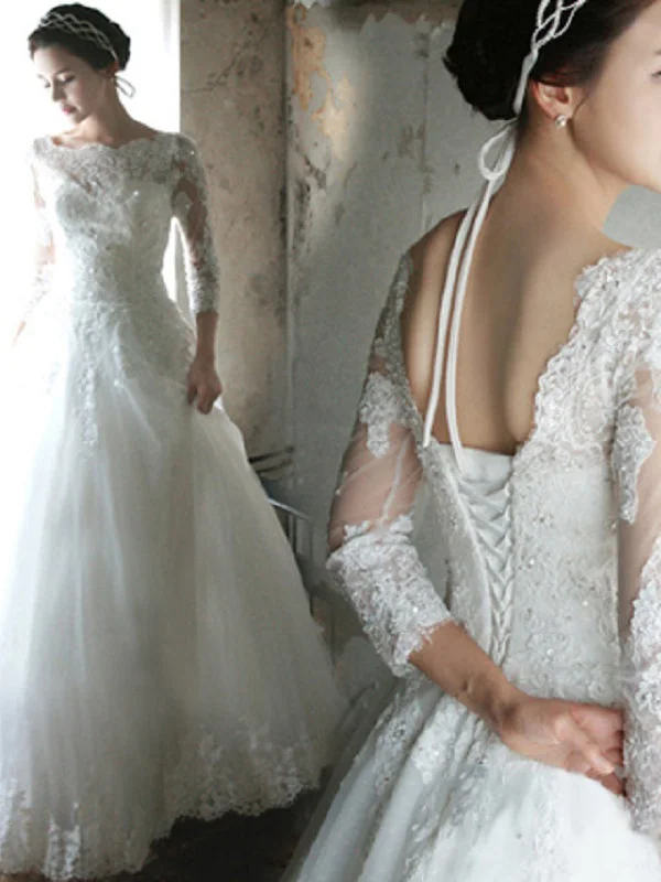 Weekend Super Sale Alert Beautiful Wedding Dresses A-line Floor-length Ivory Tulle Bridal Gown JKS150 Weekend Super Sale Alert Beautiful Wedding Dresses A-line Floor-length Ivory Tulle Bridal Gown JKS150