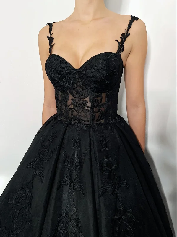 Weekend Sale Extravaganza Black gothic lace corset strap wedding dress, long train alternative bride dress,DS9576 Weekend Sale Extravaganza Black gothic lace corset strap wedding dress, long train alternative bride dress,DS9576