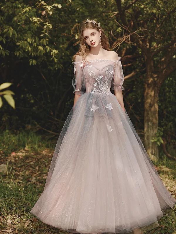 Weekend Flash Discount Champagne Tulle Lace Long Prom Dress, Champagne Tulle Formal Dress Weekend Flash Discount Champagne Tulle Lace Long Prom Dress, Champagne Tulle Formal Dress