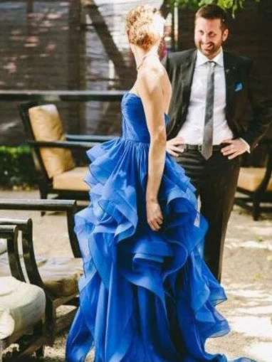 Weekend Shopping Spree Chic Wedding Dresses A-line Strapless Short Train Royal Blue Long Bridal Gown JKS264 Weekend Shopping Spree Chic Wedding Dresses A-line Strapless Short Train Royal Blue Long Bridal Gown JKS264