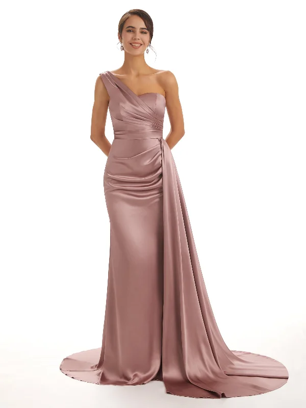 Weekend Hot Savings Elegant One Shoulder Soft Satin Unique Mermaid Long Bridesmaid Dresses Online Weekend Hot Savings Elegant One Shoulder Soft Satin Unique Mermaid Long Bridesmaid Dresses Online