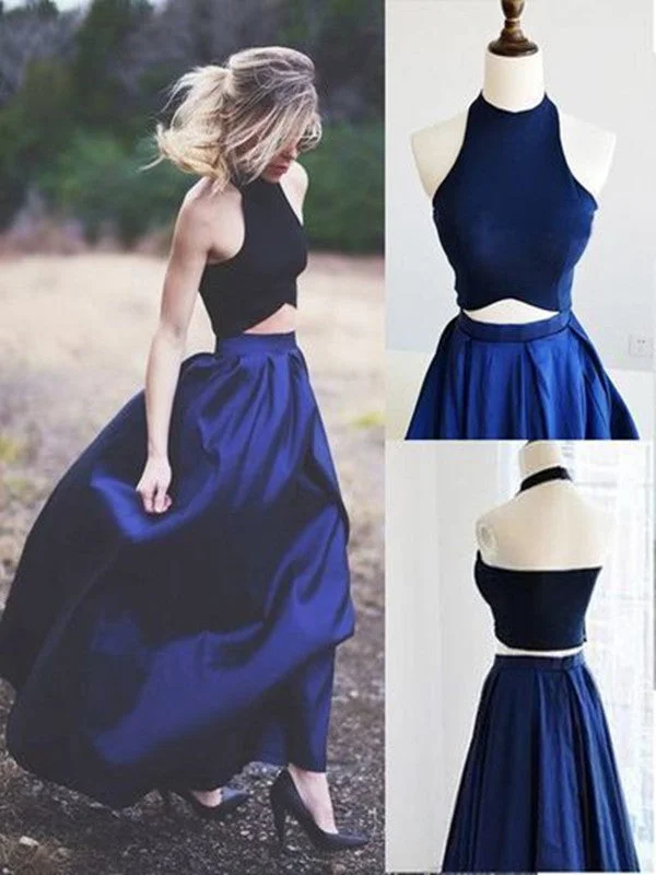 Unbeatable Prices Custom Made 2 Pieces Dark Blue Prom Dresses, Simple Dark Blue Formal Dresses, Bridesmaid Dresses