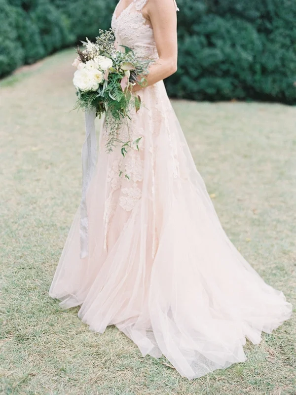 Final Clearance Custom Made A Line Champagne Lace Wedding Dresses, Champagne Lace Prom Dresses, Formal Dresses Final Clearance Custom Made A Line Champagne Lace Wedding Dresses, Champagne Lace Prom Dresses, Formal Dresses
