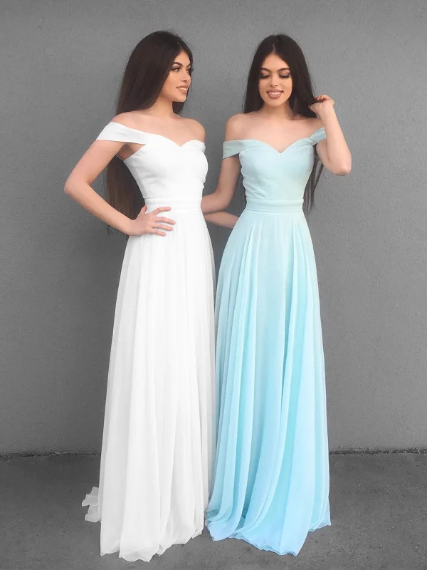 Weekend Markdowns Custom Made A Line Off Shoulder White/Blue Prom Dresses, White/Blue Off Shoulder Formal Evening Bridesmaid Dresses Weekend Markdowns Custom Made A Line Off Shoulder White/Blue Prom Dresses, White/Blue Off Shoulder Formal Evening Bridesmaid Dresses