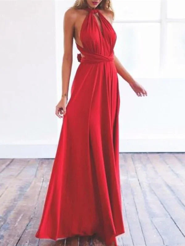 Best Price Guarantee Custom Made A Line Backless Red Long Prom Dresses, Red Formal Dresses, Red Bridesmaid Dresses