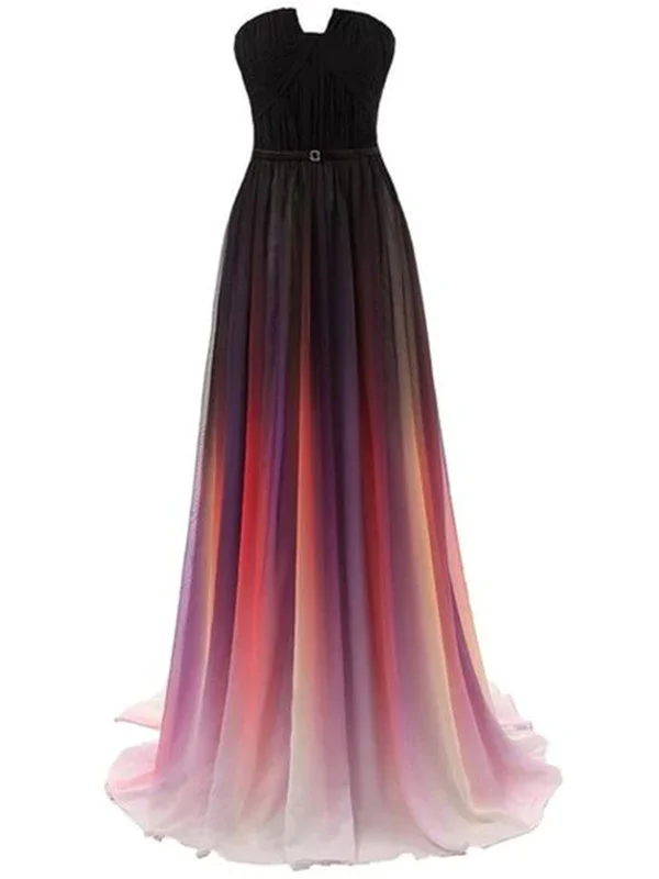 Unmissable Deals Custom Made Backless Ombre Chiffon Long Prom Dress, Ombre Bridesmaid Dresses, Formal Dresses
