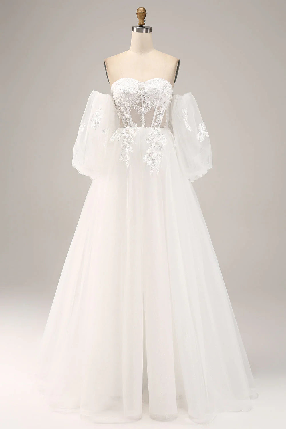 Weekend Only Sale Decal Off Shoulder sheer wedding dress