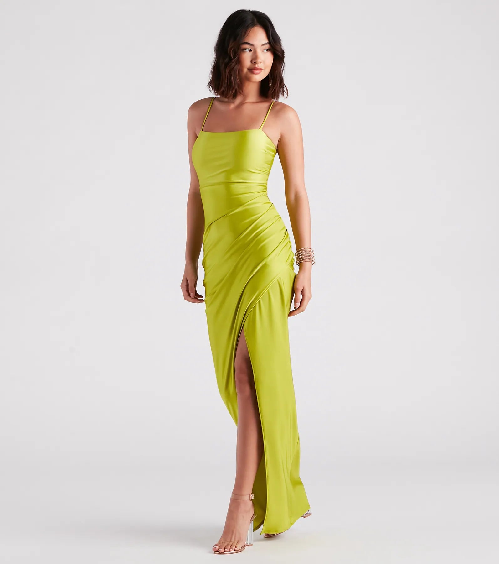 Weekend Only Deals Denise Formal Square Neck Slit Dress