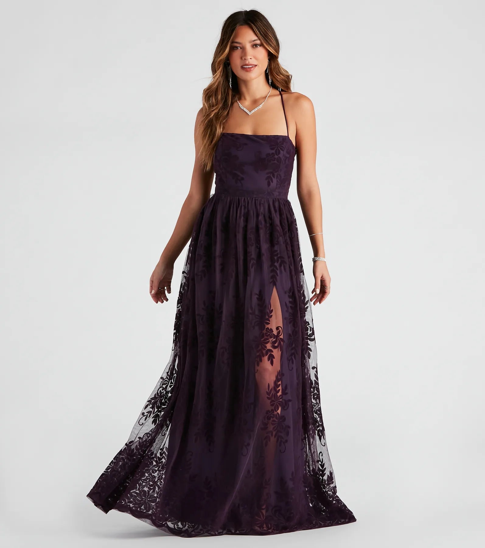 Weekend Flash Sale Desiree Formal Flocked Mesh Dress