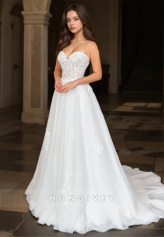 Weekend Shopping Rush Sexy Tulle A-Line Sweetheart Strapless Illusion Empire Appliques With Train Wedding Dress Weekend Shopping Rush Sexy Tulle A-Line Sweetheart Strapless Illusion Empire Appliques With Train Wedding Dress
