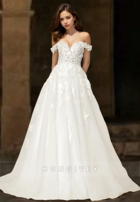 Don’t Miss These Deals Sexy Tulle A-Line Sweetheart Off-Shoulder Empire Floral Appliqued With Train Wedding Dress Don’t Miss These Deals Sexy Tulle A-Line Sweetheart Off-Shoulder Empire Floral Appliqued With Train Wedding Dress
