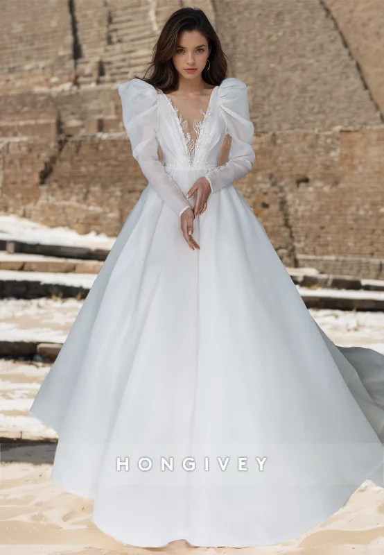 Weekend Exclusive Offers Sexy Satin A-Line Scoop Long Sleeve Empire Appliques Beaded With Train Wedding Dress Weekend Exclusive Offers Sexy Satin A-Line Scoop Long Sleeve Empire Appliques Beaded With Train Wedding Dress