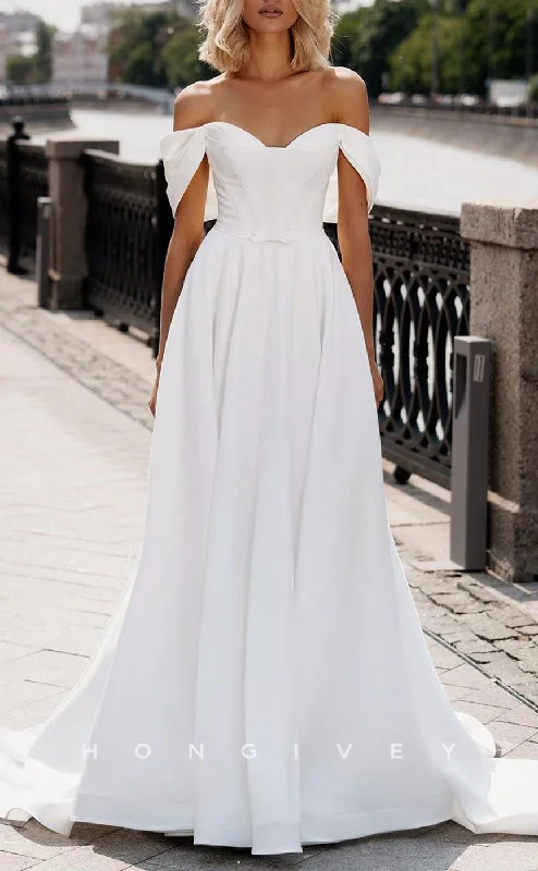 Exclusive Offer H1272 - Sexy Satin A-Line Off-Shoulder Sleeveless Empire Bowknot With Train Wedding Dress Exclusive Offer H1272 - Sexy Satin A-Line Off-Shoulder Sleeveless Empire Bowknot With Train Wedding Dress