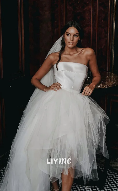 Offer Ending Soon LW260 - A Line Strapless Tiered Tulle A Line Boho Beach Short Wedding Dress Offer Ending Soon LW260 - A Line Strapless Tiered Tulle A Line Boho Beach Short Wedding Dress
