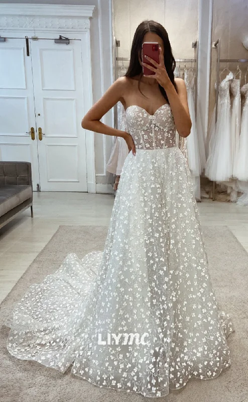 Weekend Top Offers LW347 - A Line Romantic Lace Elegant Wedding Dress