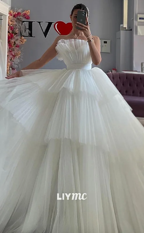 Weekend Deals You’ve Been Waiting For LW449 - Asymmetrical Sleeveless Tiered Tulle A- Line Ball Gown Wedding Dress Weekend Deals You’ve Been Waiting For LW449 - Asymmetrical Sleeveless Tiered Tulle A- Line Ball Gown Wedding Dress
