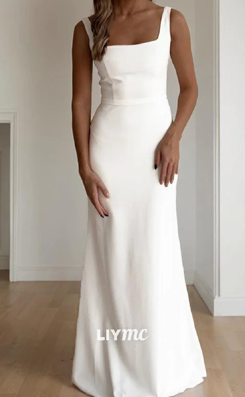Extra Discount LW572 - Sheath Column Straps Floor-Length Stretch Crepe Wedding Dresses Extra Discount LW572 - Sheath Column Straps Floor-Length Stretch Crepe Wedding Dresses