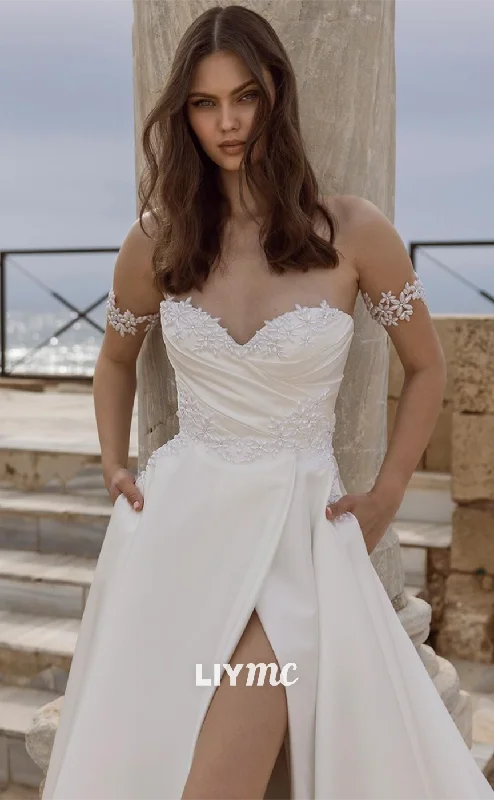 Special Offers LW590 - Semi-Sweetheart Sleeveless Beaded Court Train A-Line Wedding Dress Special Offers LW590 - Semi-Sweetheart Sleeveless Beaded Court Train A-Line Wedding Dress