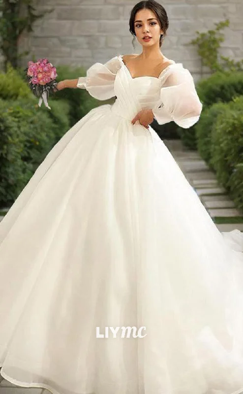 Weekend Flash Offers LW623 - Ball Gown Sweetheart Sweep Train Satin Wedding Dresses