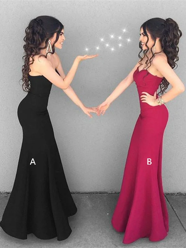 Weekend Best Buys Elegant Sweetheart Neck Floor Length Mermaid Black Prom Dress, Mermaid Formal Dress, Bridesmaid Dresses