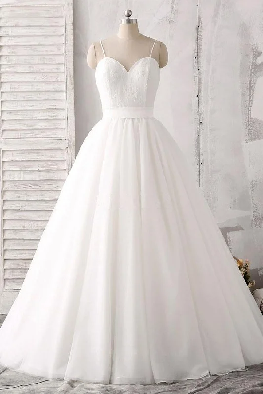 Instant Discount Elegant thin shoulder straps sweet floor mopping white satin and floor length wedding dress Instant Discount Elegant thin shoulder straps sweet floor mopping white satin and floor length wedding dress