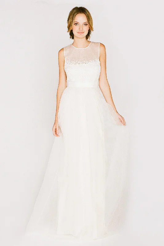 Exclusive Savings Event FL6290 Floral Lace Silk Organza Garden Wedding Dress