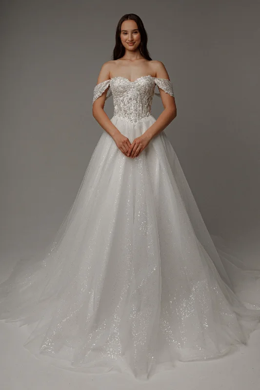 Weekend Limited-Time Offers Floral Lace Wedding Dress Kristy with Detachable Cape
