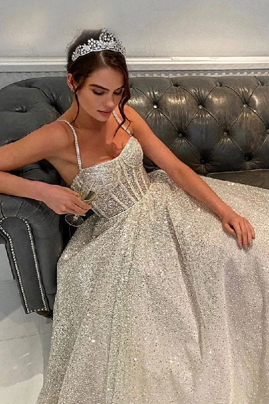 Best Price Guarantee Glitter Wedding Dress A Line Shiny Tulle Straps Beaded Long Tail Bride Gowns ,DS4450 Best Price Guarantee Glitter Wedding Dress A Line Shiny Tulle Straps Beaded Long Tail Bride Gowns ,DS4450
